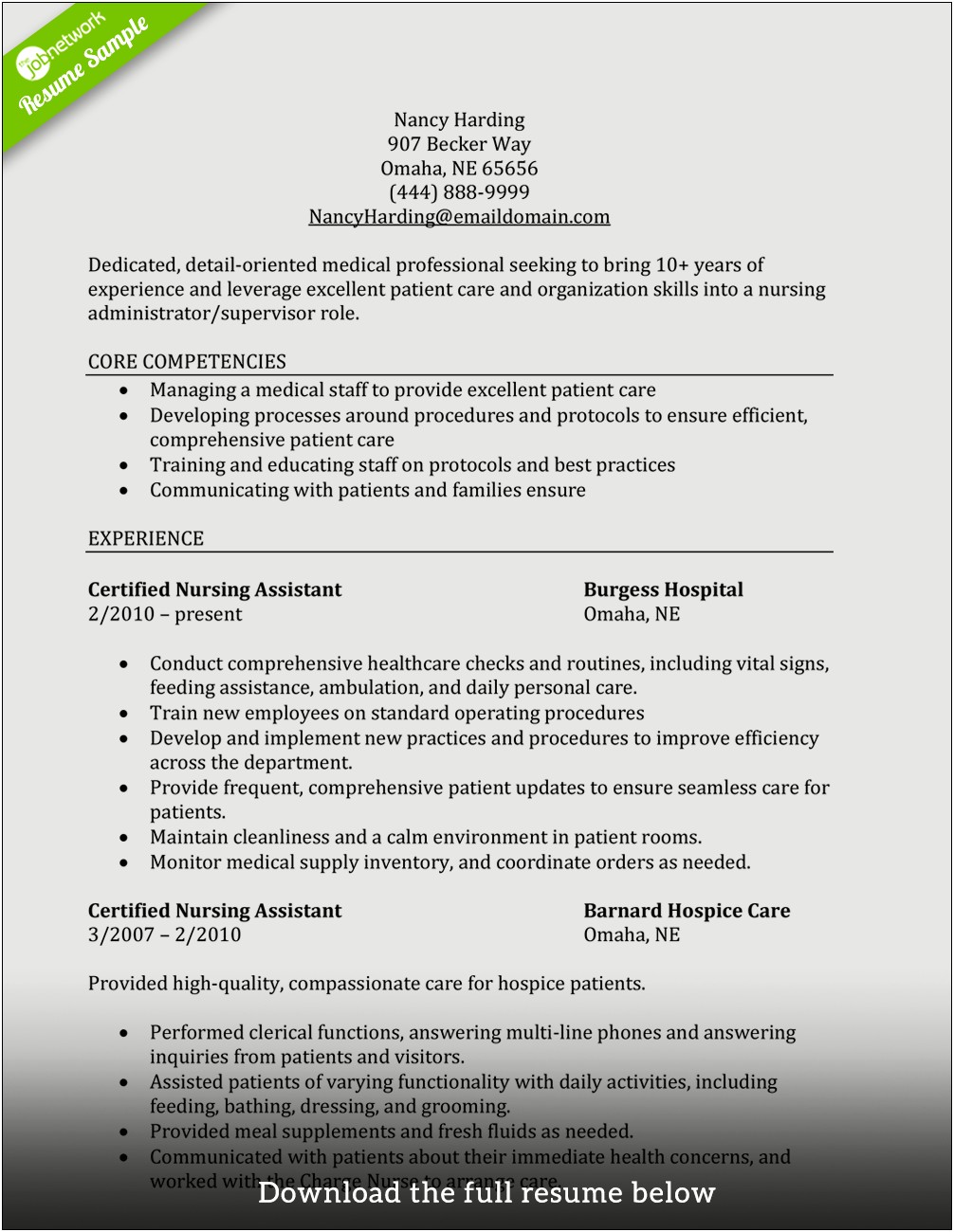 Objective On A Resume For Nursing Assistant