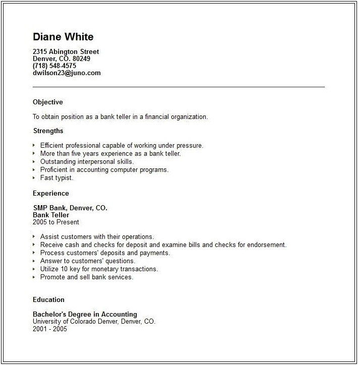 Objective On Resume After Entry Level Experience