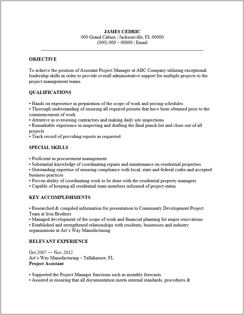 Objective On Resume For A Procurement Assistant