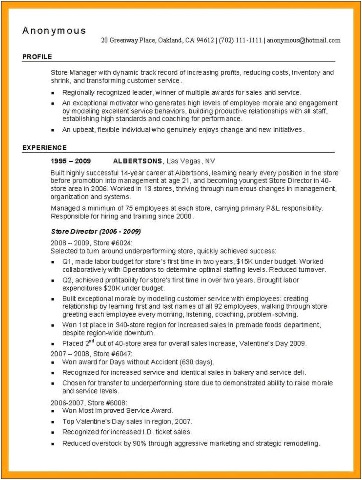 Objective On Resume For Kitchen Manager