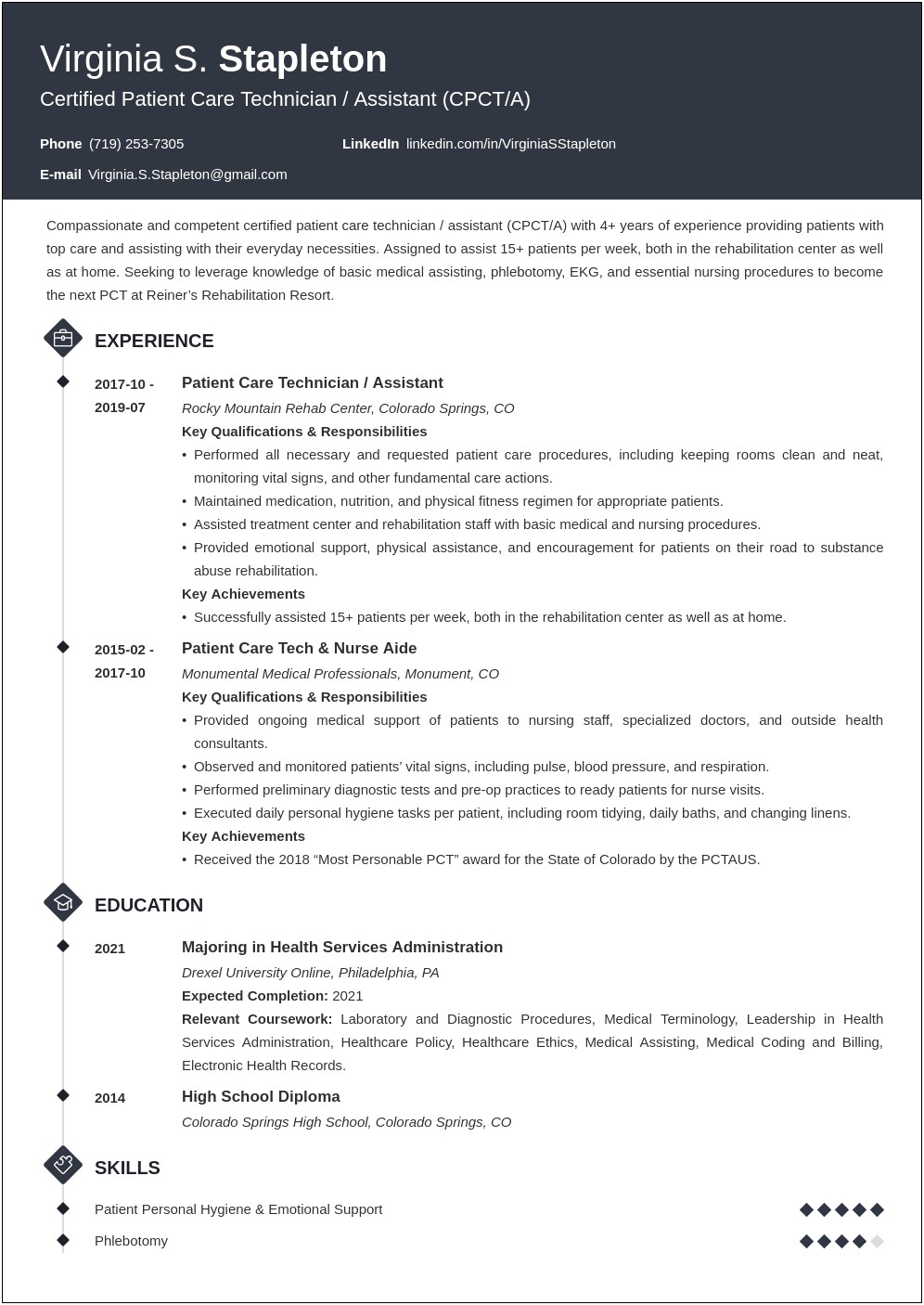 Objective On Resume For Patient Care