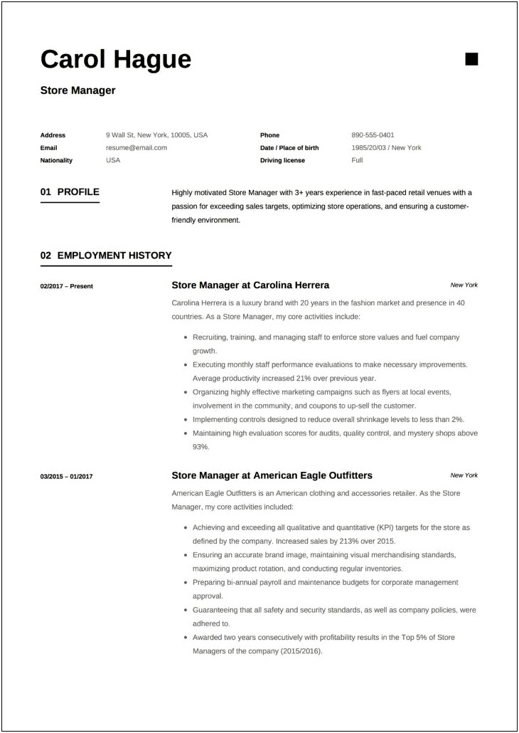 Objective On Resume For Retail Manager