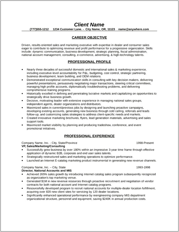 Objective On Resume For Retail Sales Consultant
