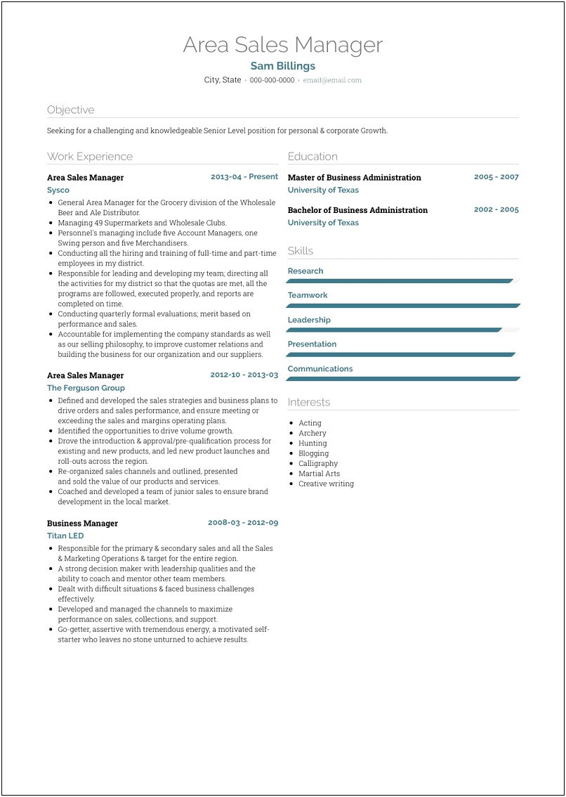 Objective On Sales Manager Resume