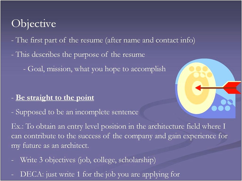 Objective Or Mission On Resume