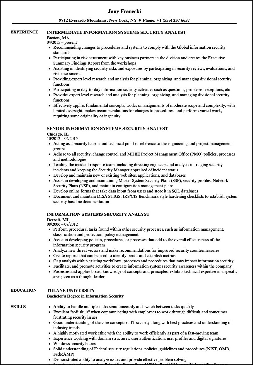 Objective Resume Cyber Security Analyst