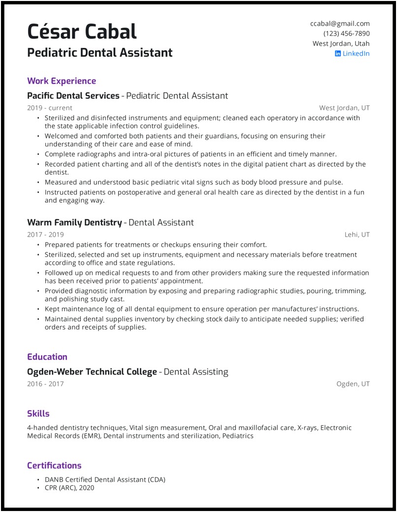 Objective Resume Examples For Dentist