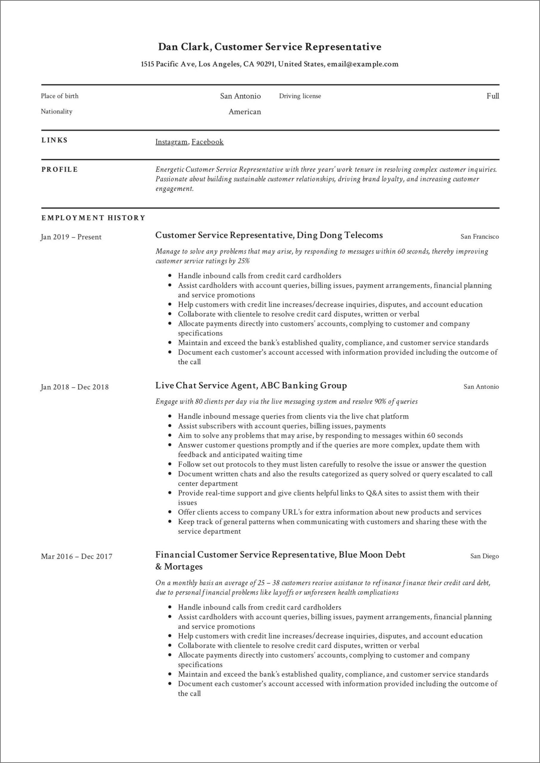 Objective Resume For Financial Rep
