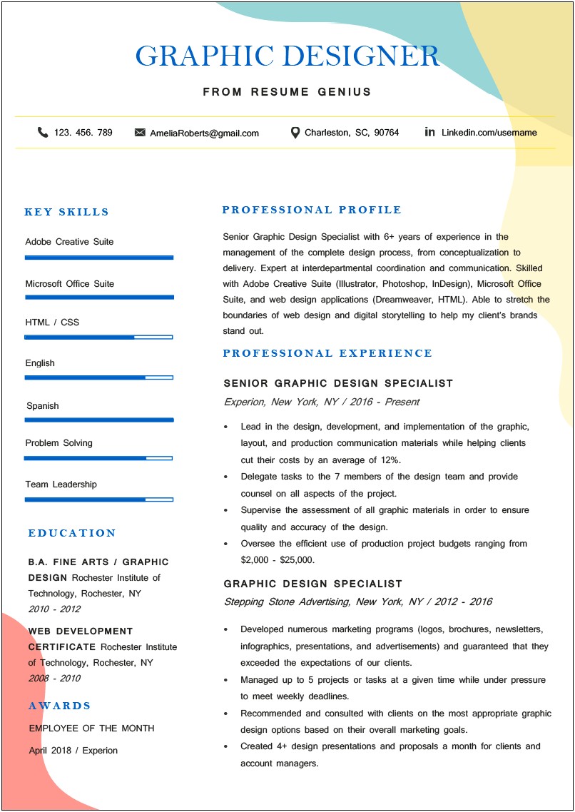 Objective Resume For Graphic Design