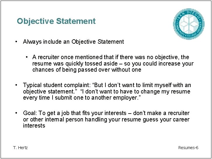 Objective Statement For Recruiter Resume