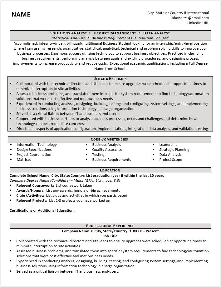 Objective Statements For Graduate Student Resume Technology
