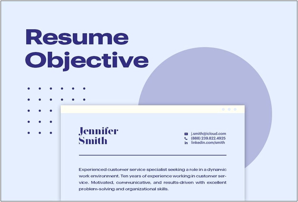Objective Summary Examples For Resume