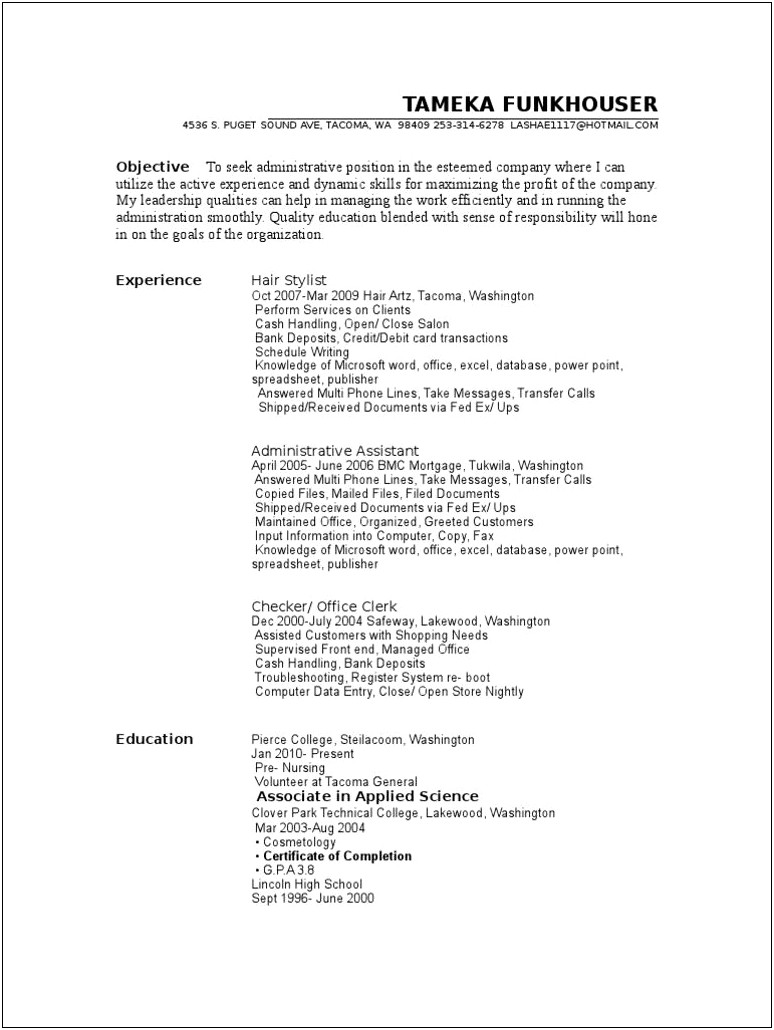 Objective To Write In Resume For Transfer College