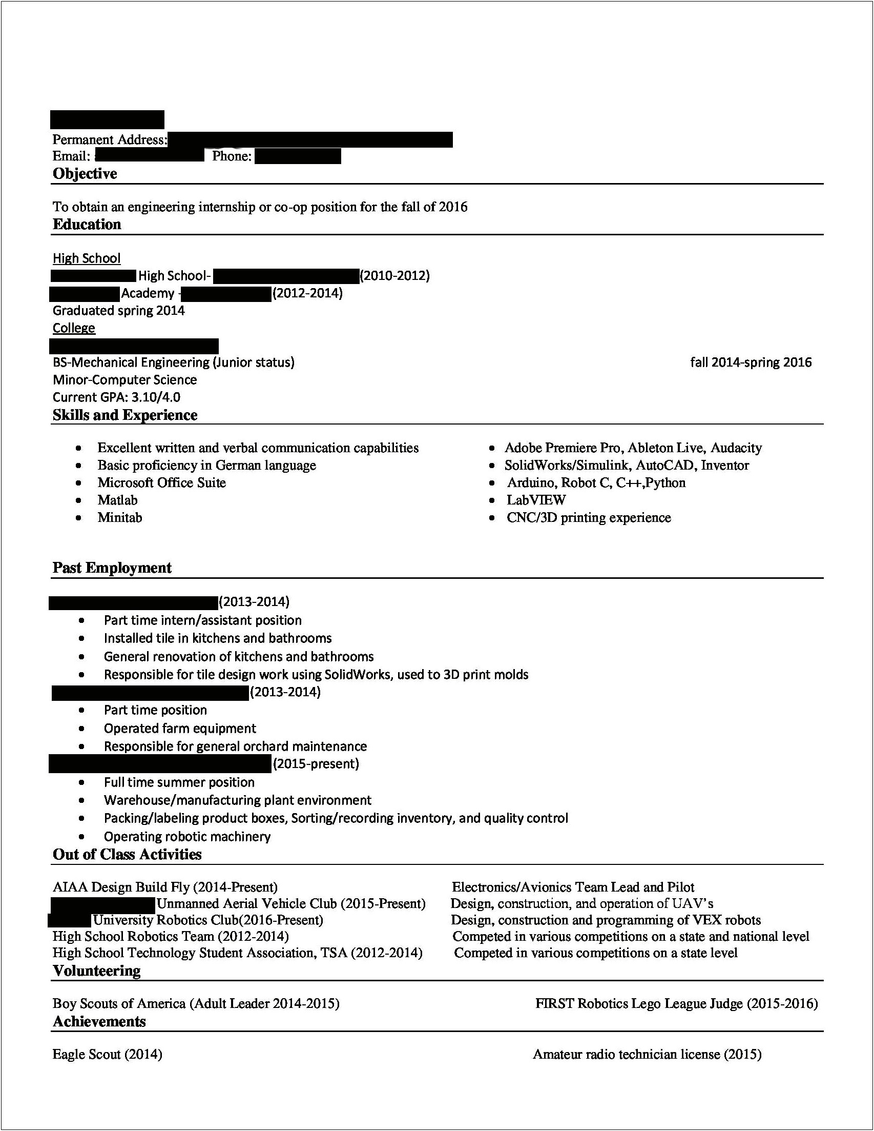 Objective Vs Profile On Resume For Engineers Reddit