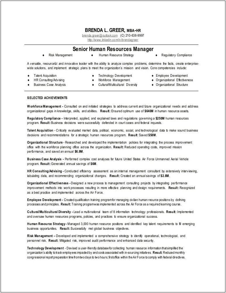 Objectives For A Resume Human Resources