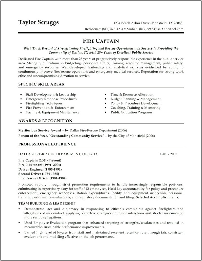 Objectives For Correctional Officer Resume