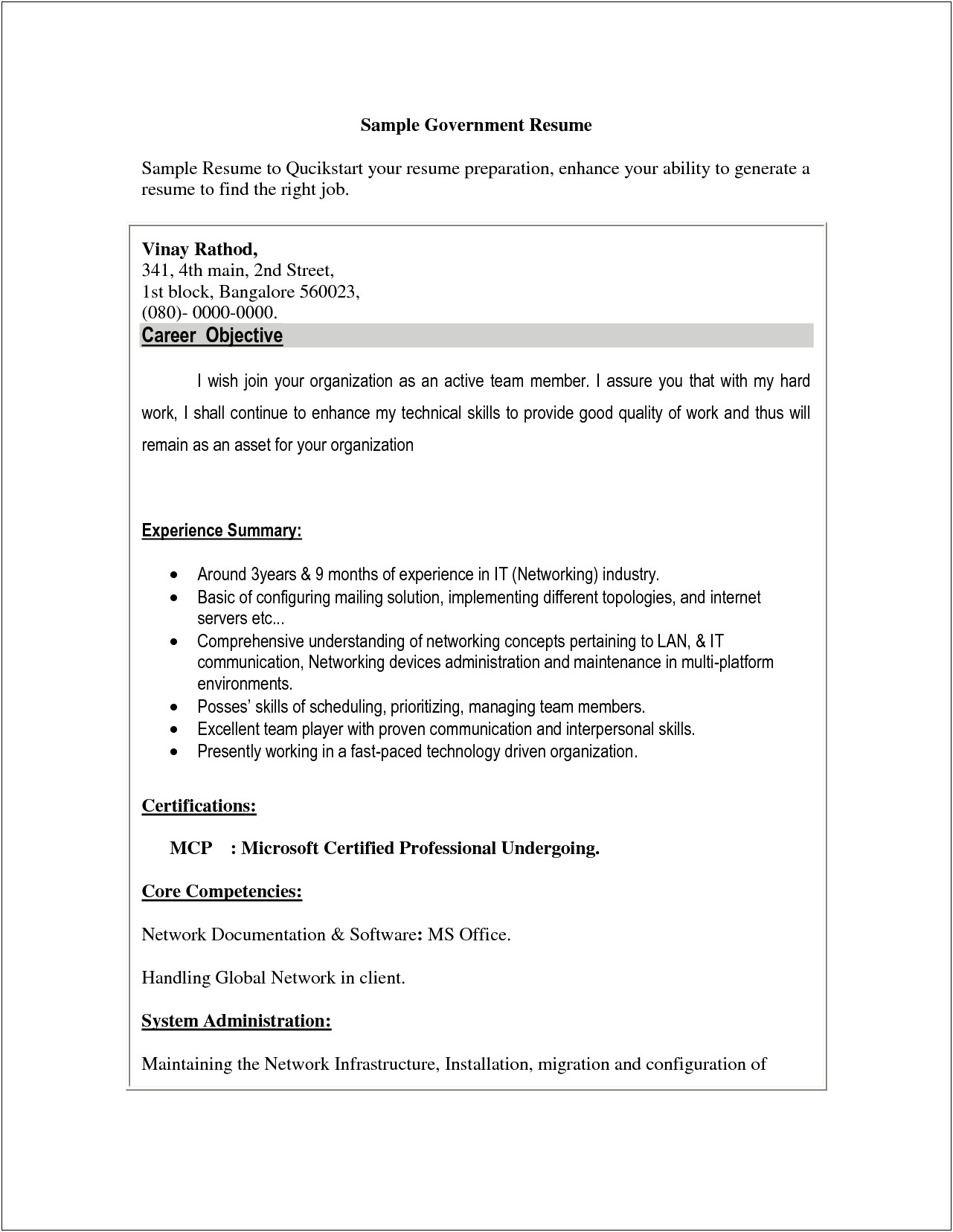 Objectives For Federal Government Job Resumes