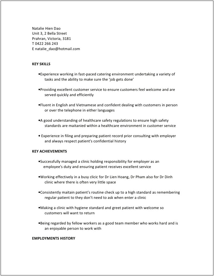 Objectives For Resume For Medical Receptionist