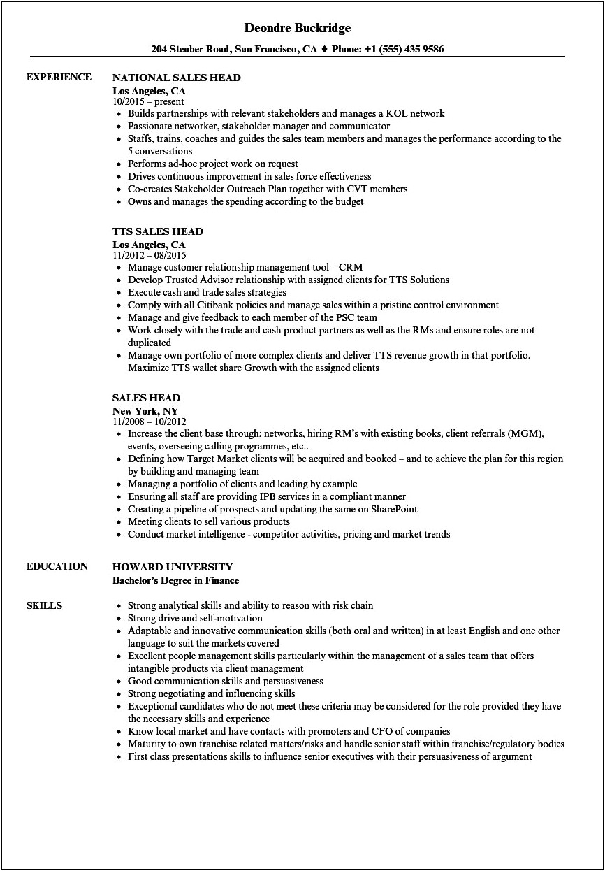 Objectives For Sales And Marketing Resume