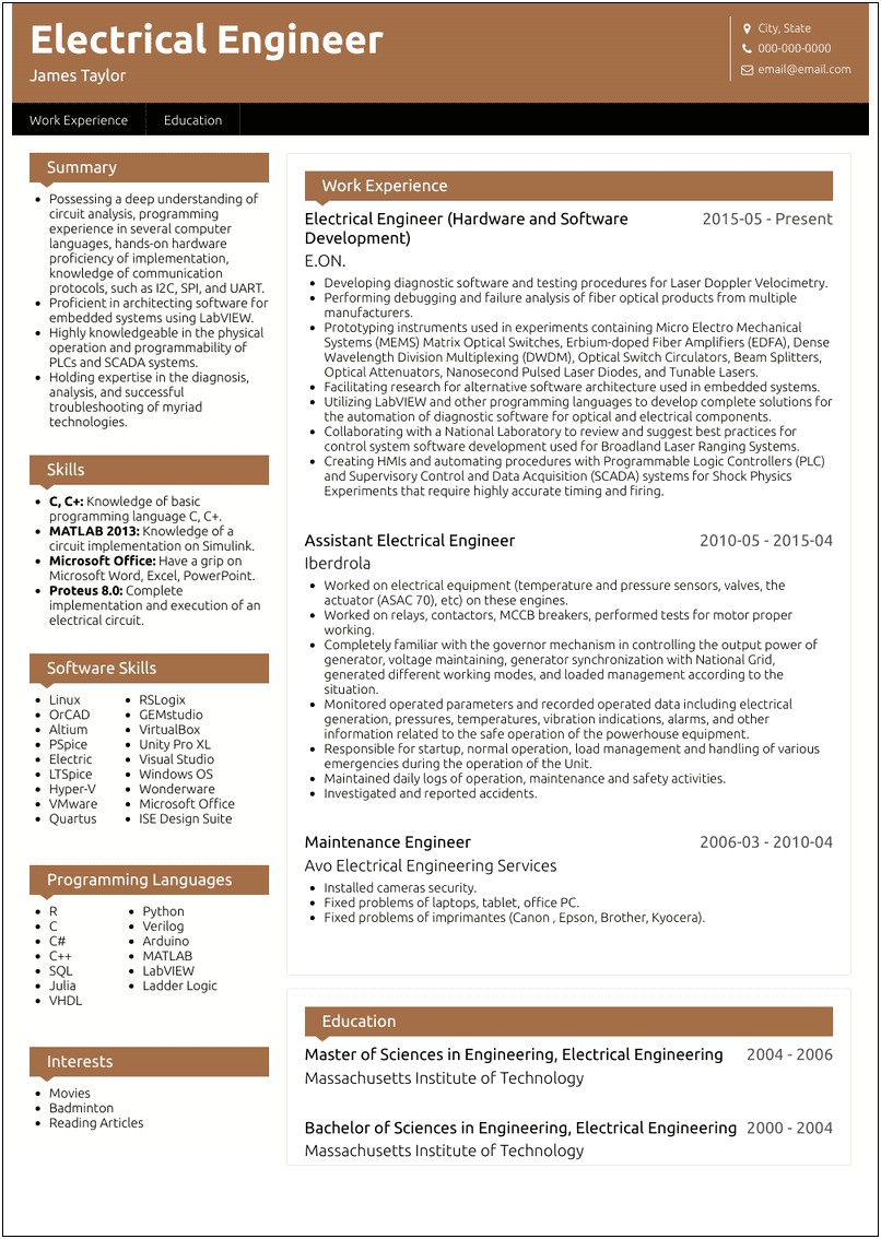 Objectives In An Resume Electrical