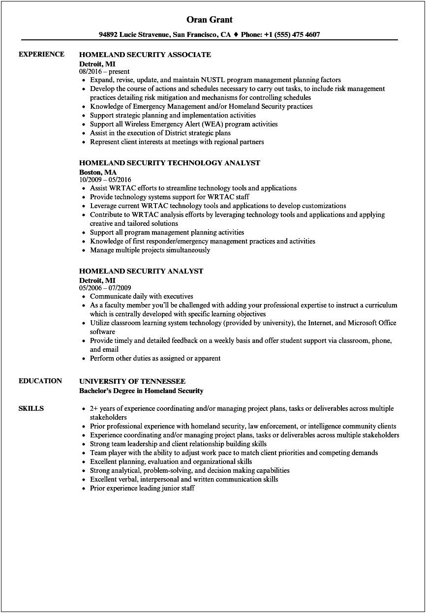 Objectives In Security Jobs On Resume