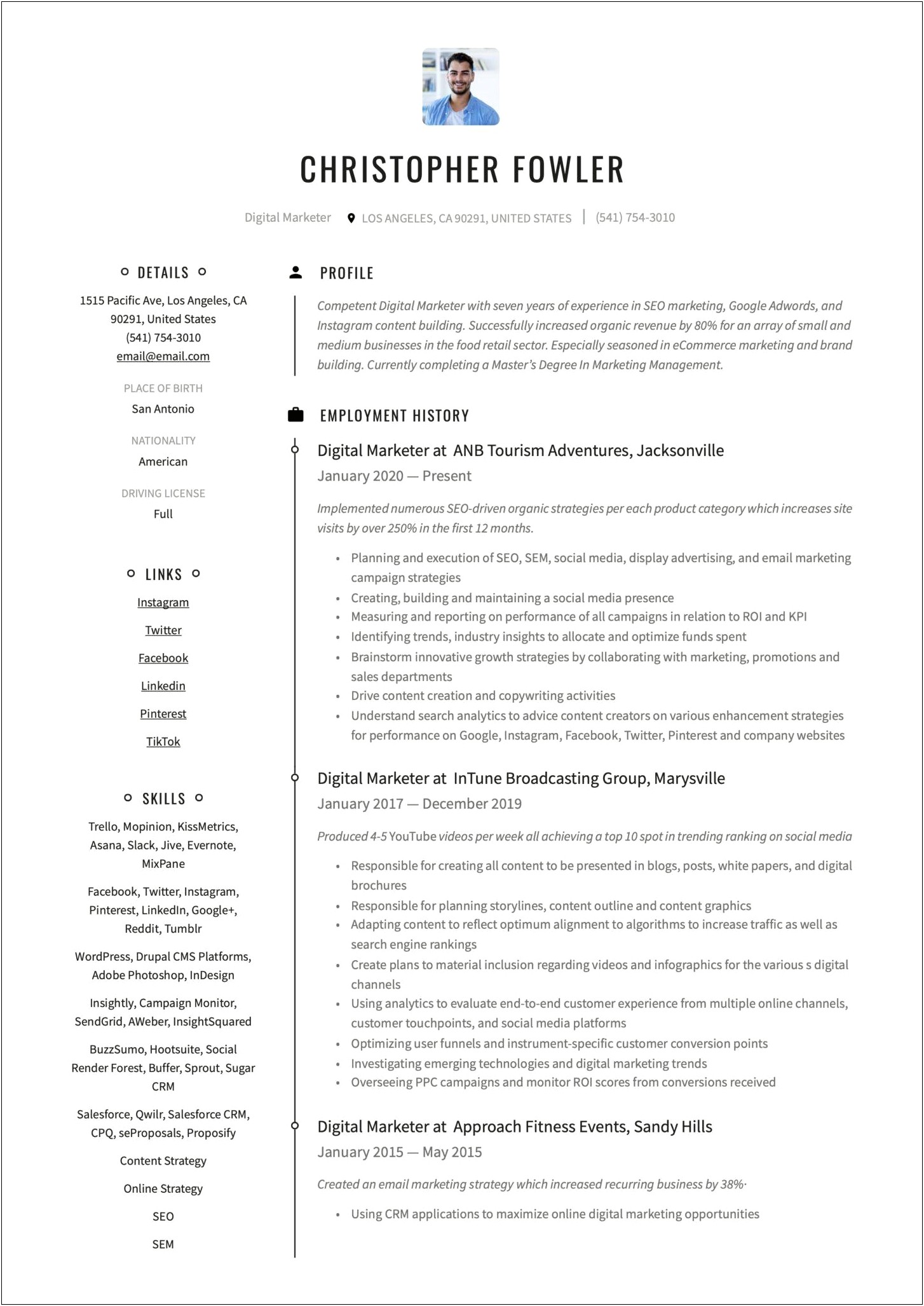 Objectives Of Marketing Management In Resume