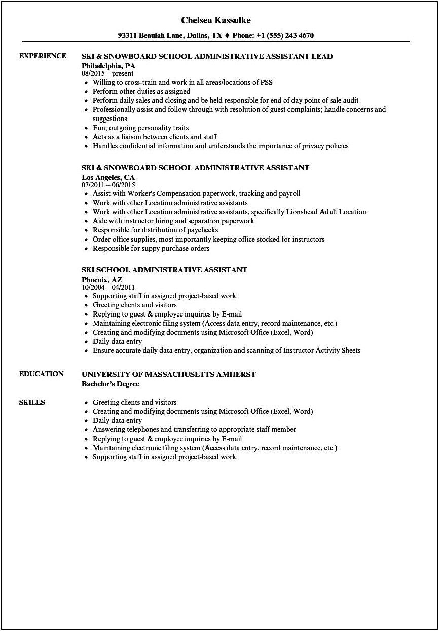Office Assistant Resume Sample Word