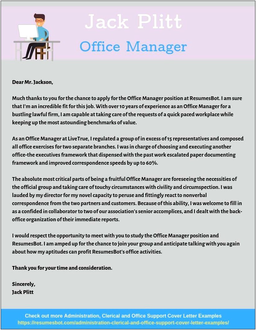 Office Manager Resume Cover Letter