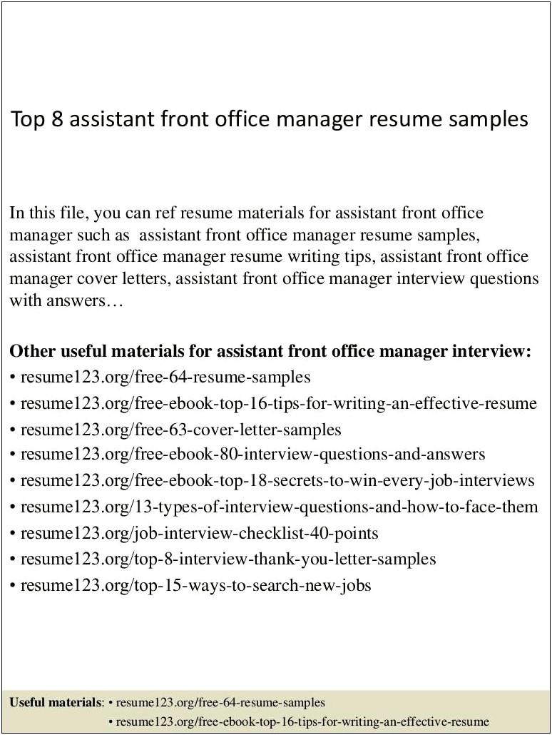 Office Manager Secretary Resume Examples
