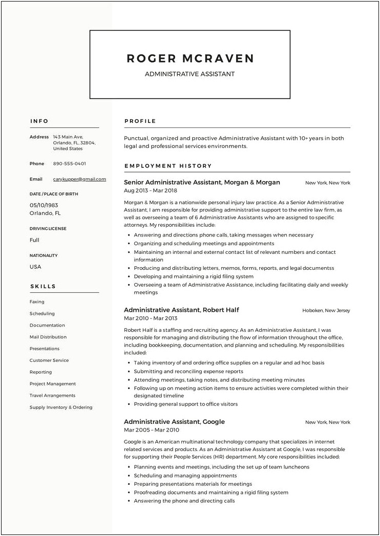Office Manager Title For Resume