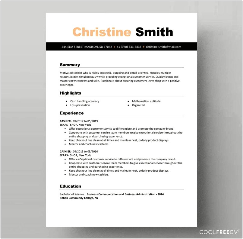 Official Resume Format In Word File
