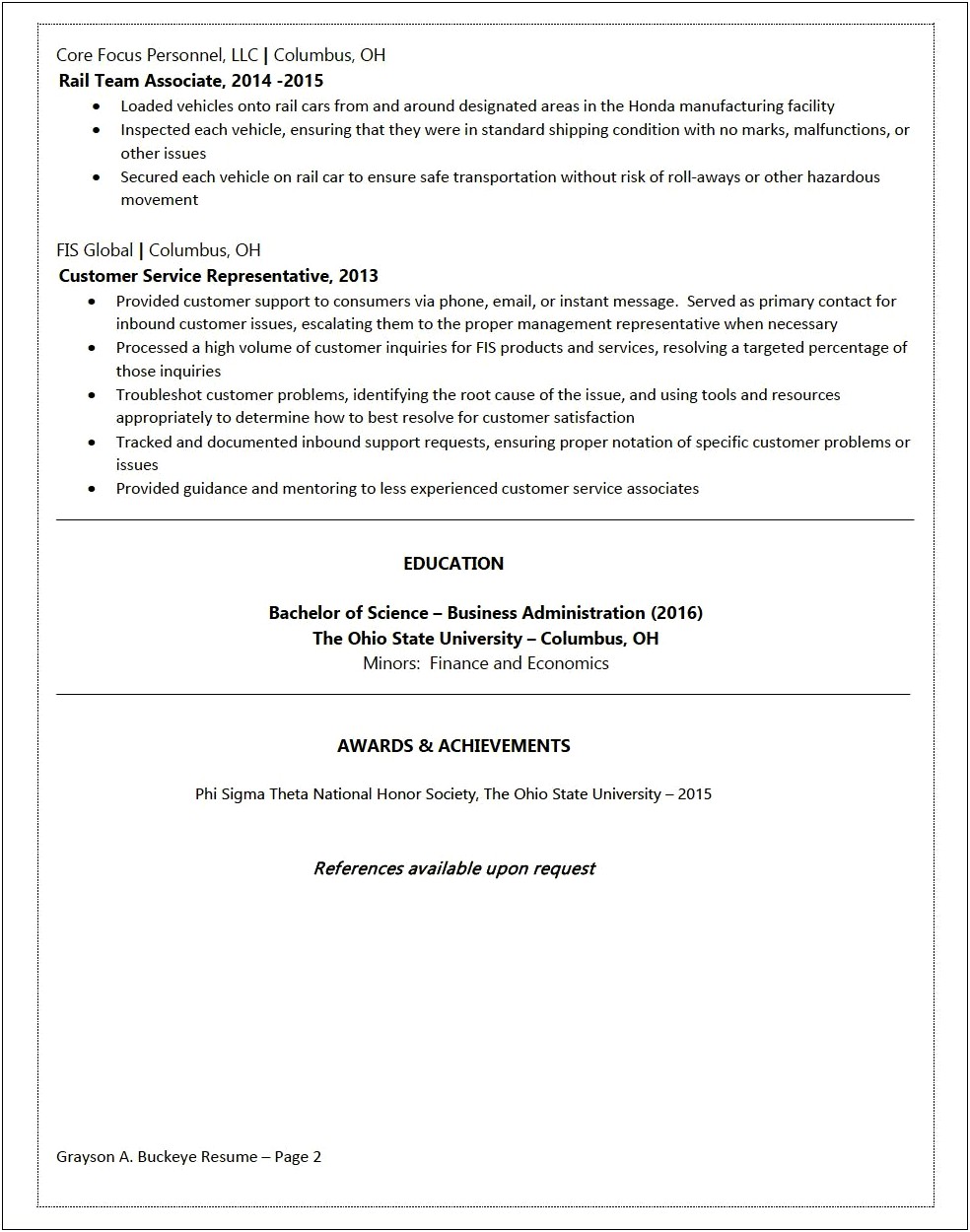 Ohio State Resume Template To Admit For Graduation