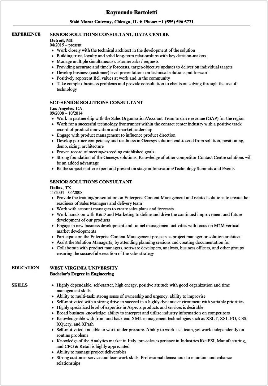 Oil And Gas Consultant Resume Sample