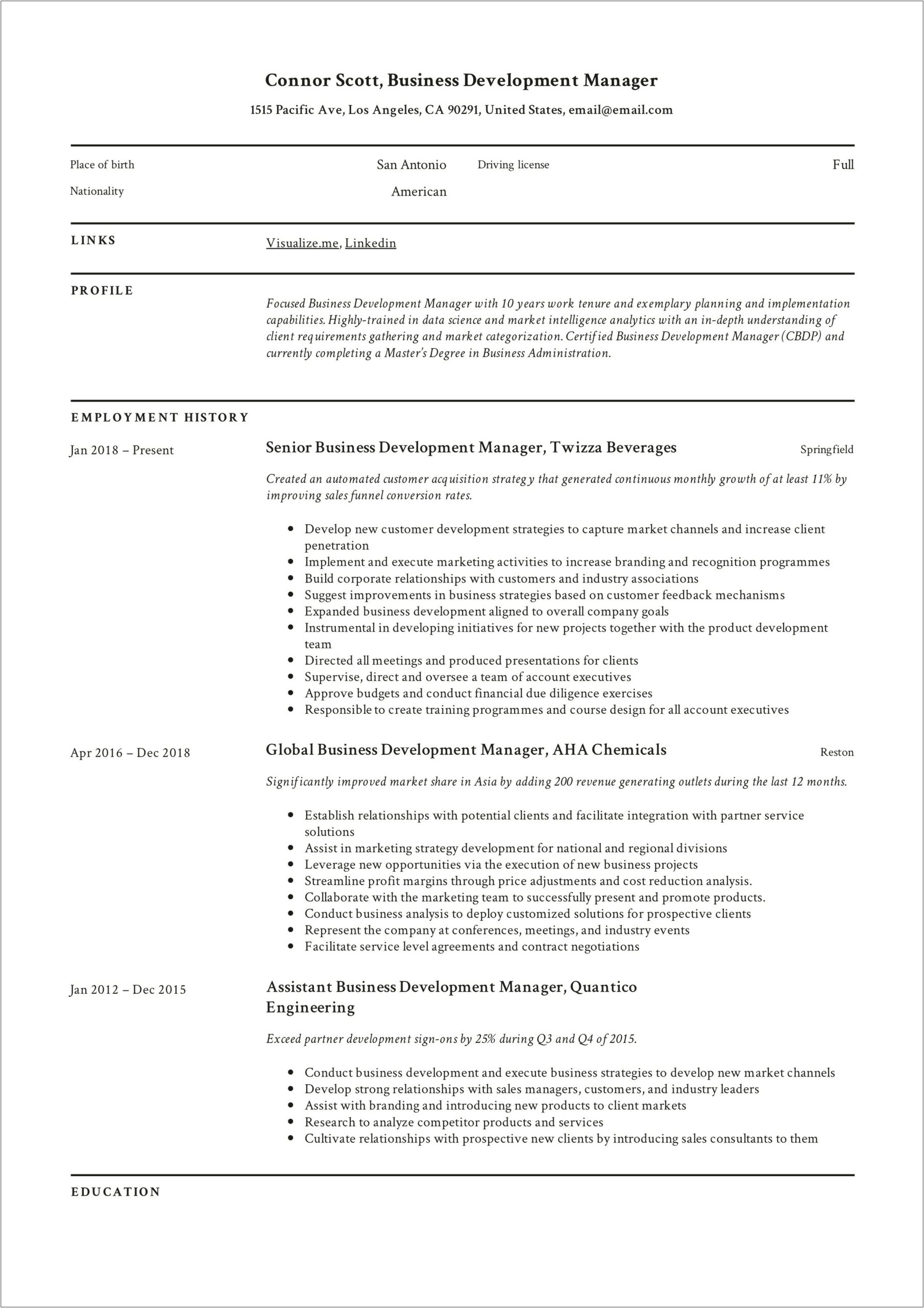 Oil And Gas Management Resume