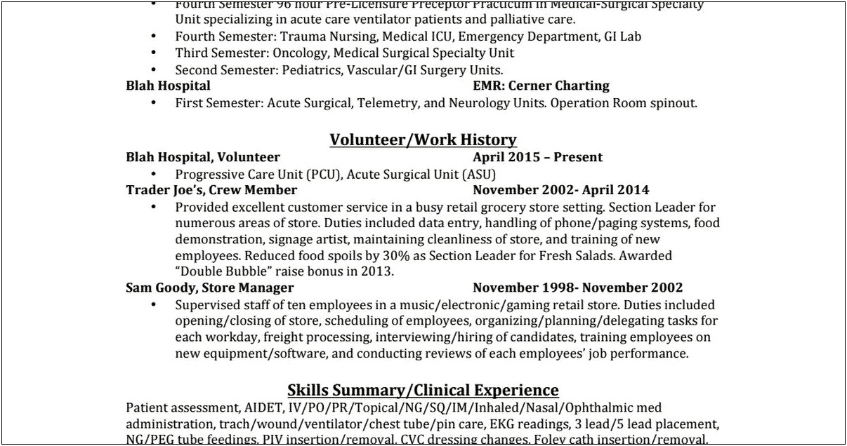 Oncology Certified Nurse Resume Objective