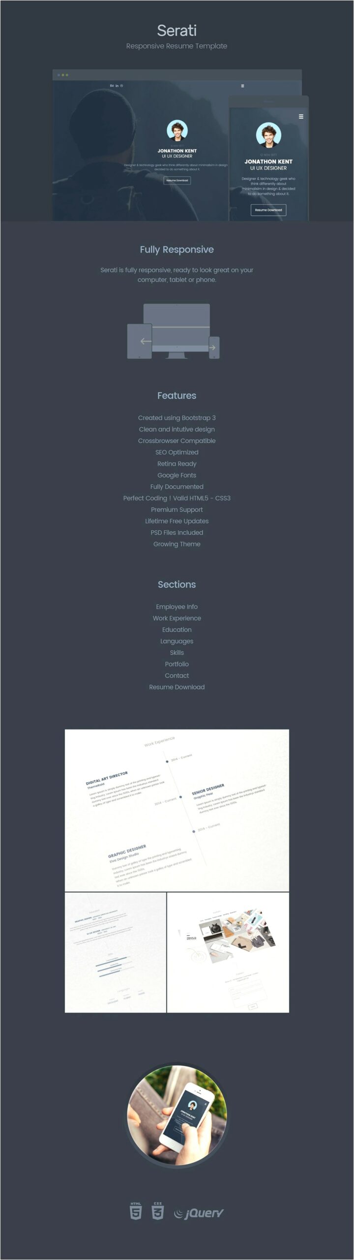One Page Html Template For Resume
