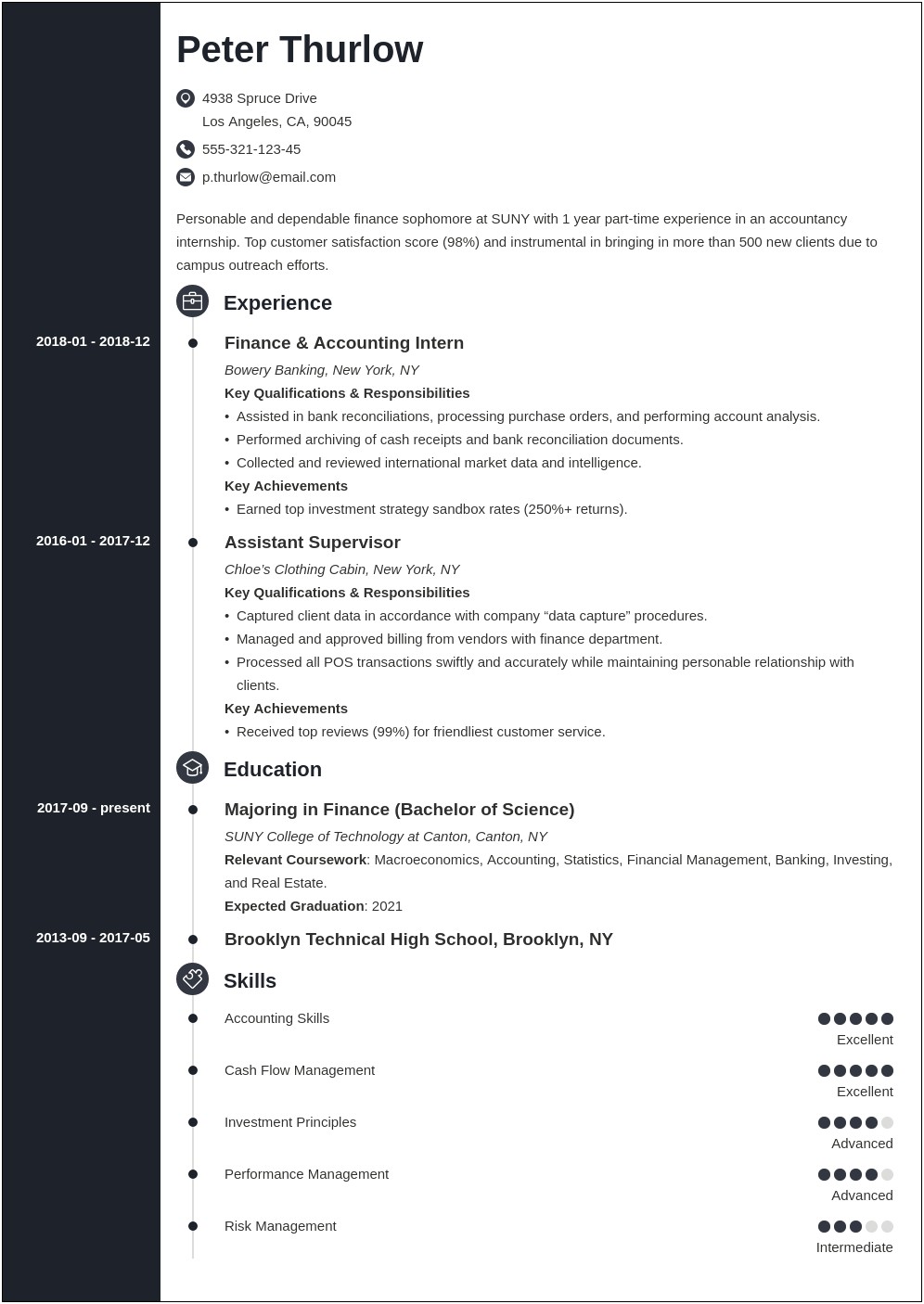 One Page Resume For Internship Template Word