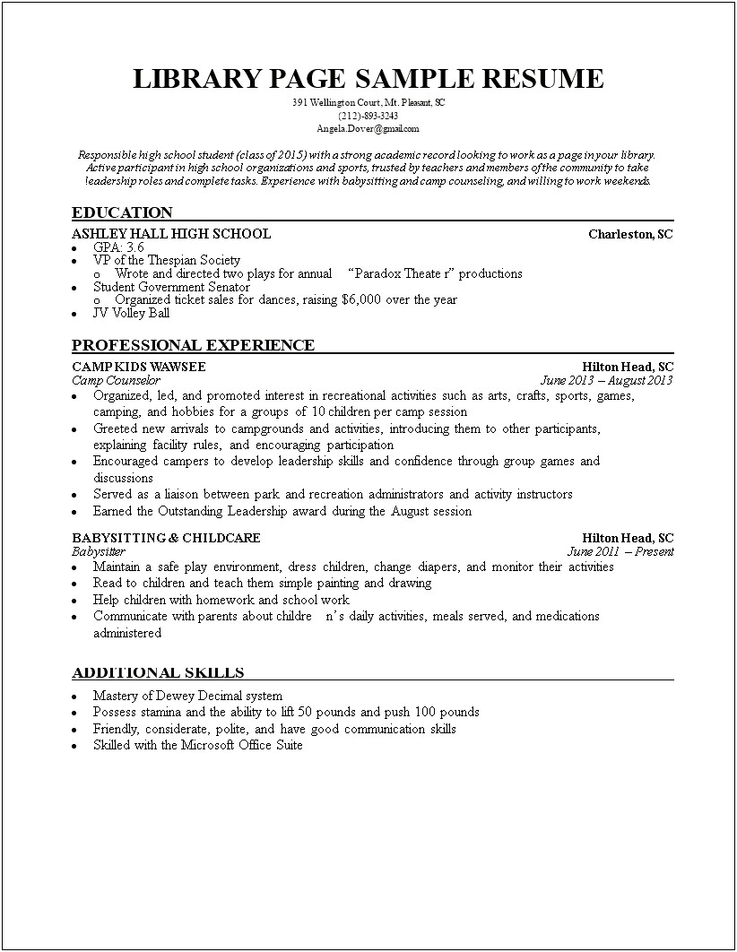 One Page Resume Layout Many Jobs
