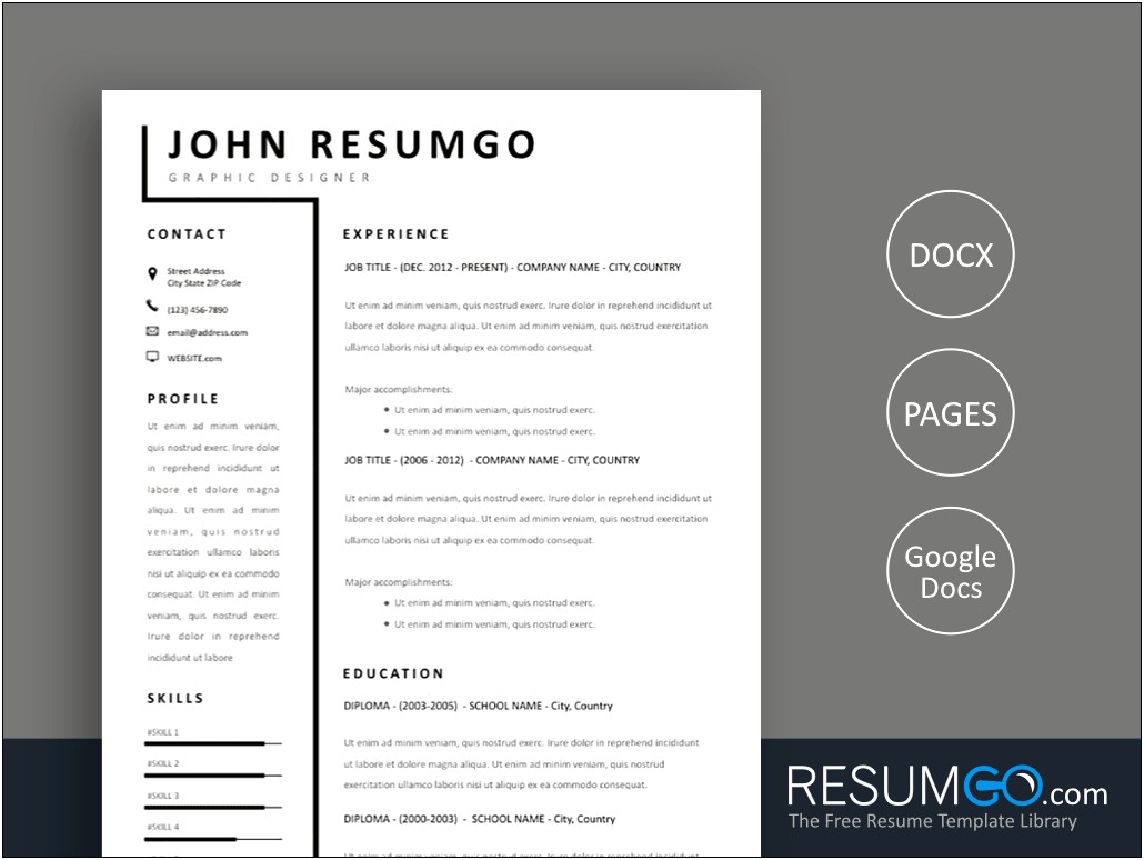 One Page Resume Template Word Free For Freshers
