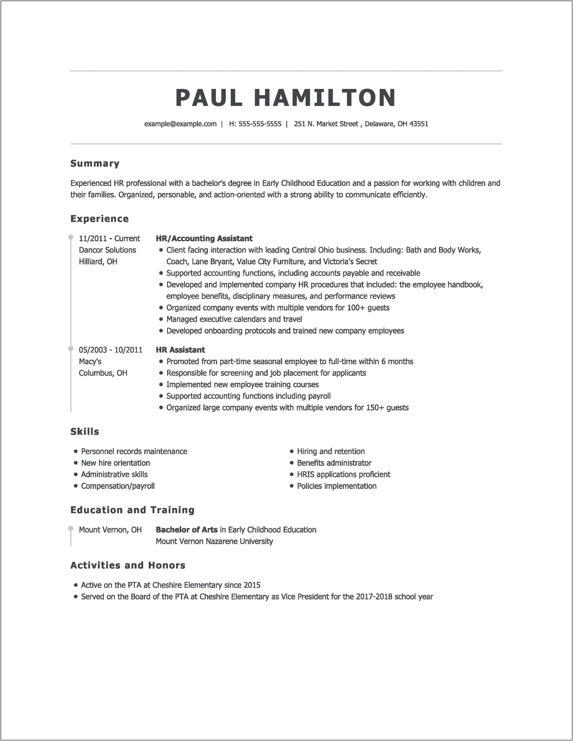 Online Job Application Resume Format