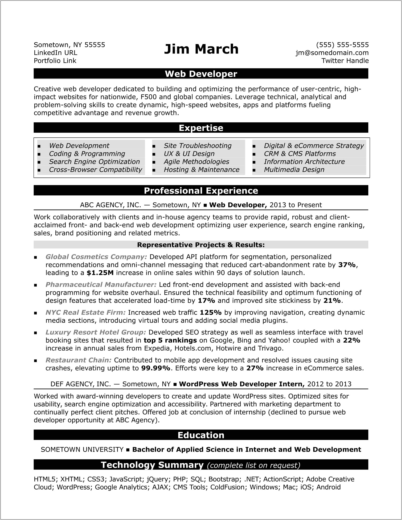 Online Resume Format For Job