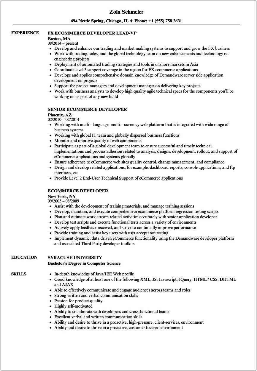 Online Shopping Project Description In Resume