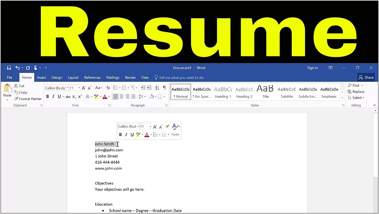 Open A Microsoft Word To Prepare A Resume