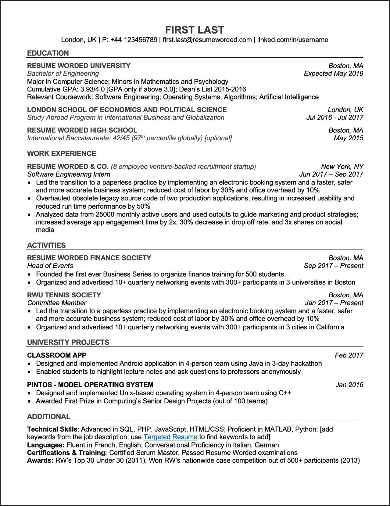 Operating Systems Skills On Resume