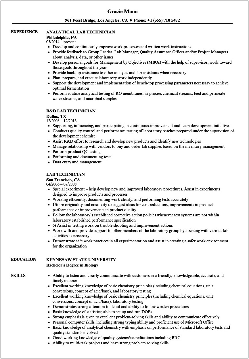 Optical Lab Technician Objective Resume