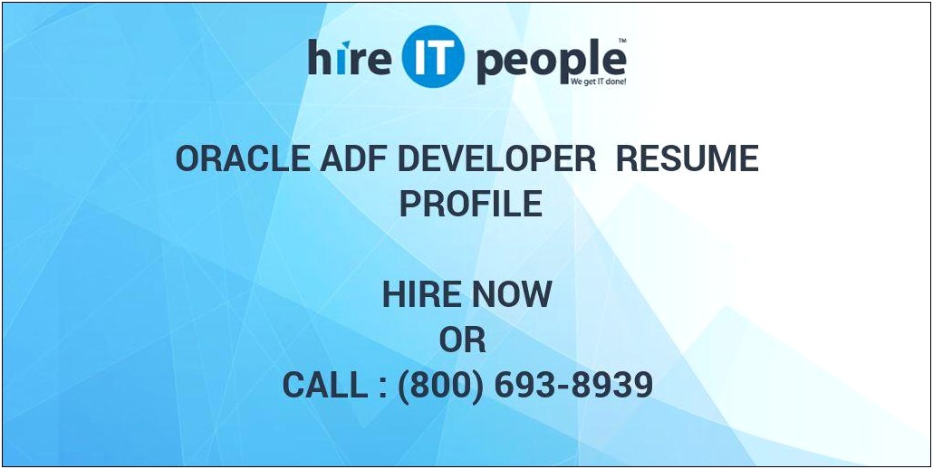 Oracle Adf Developer Sample Resume