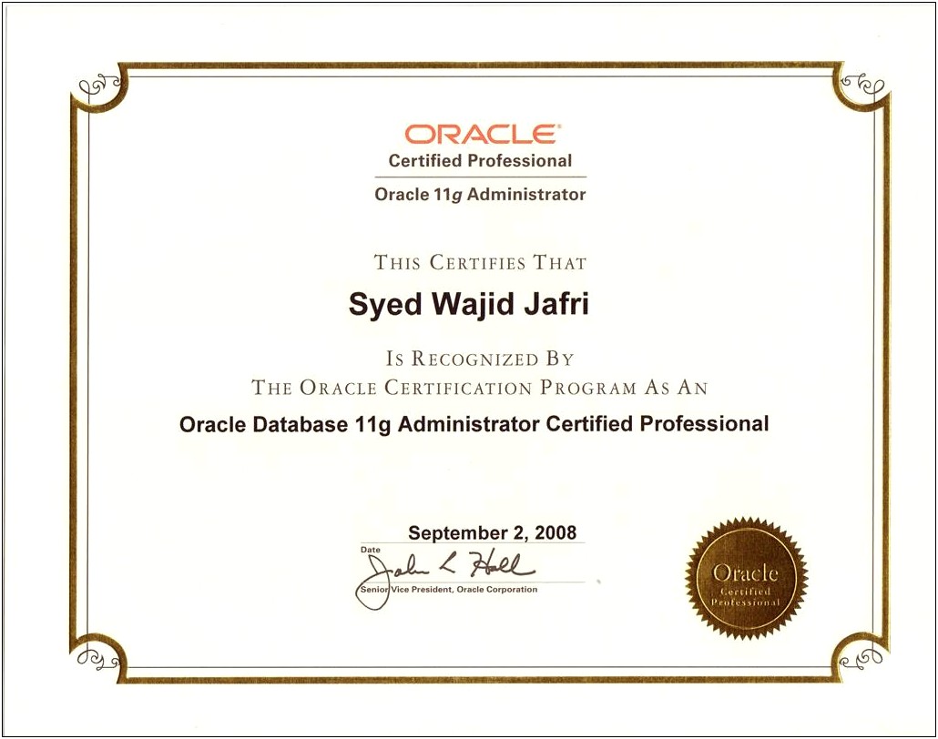 Oracle Dba Fresher Resume Sample Doc