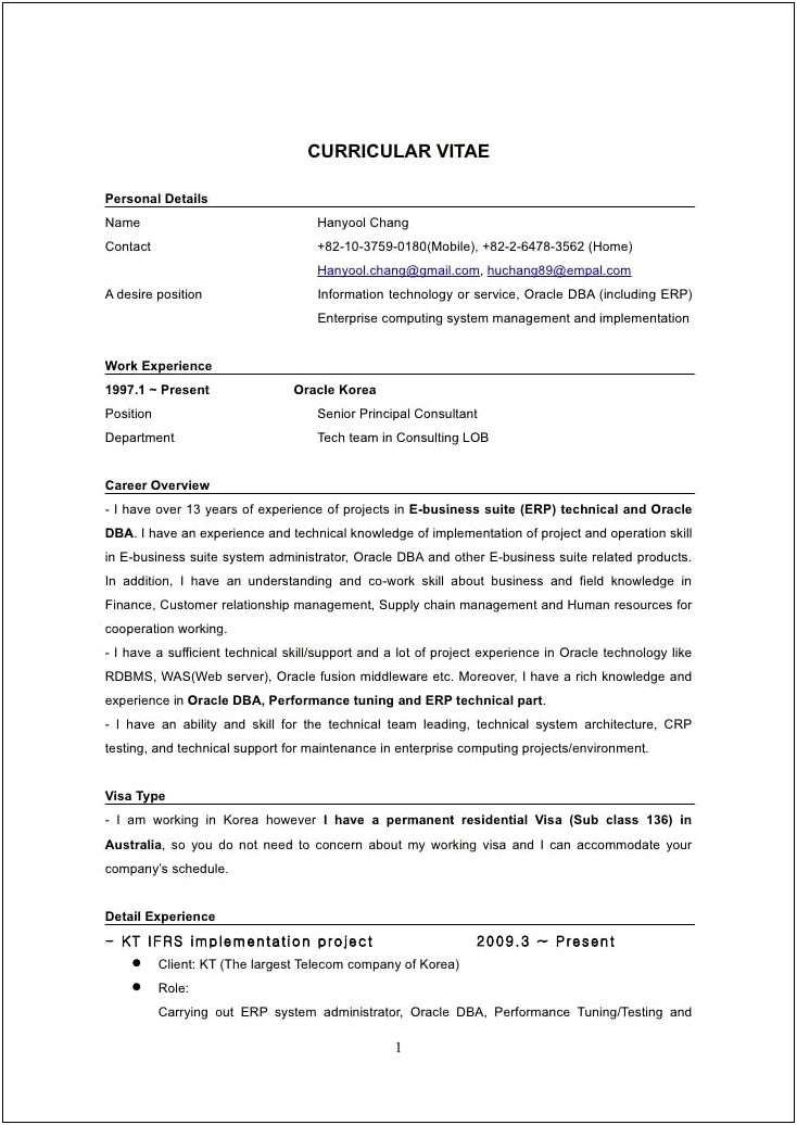 Oracle Dba Resume For 2 Year Experience