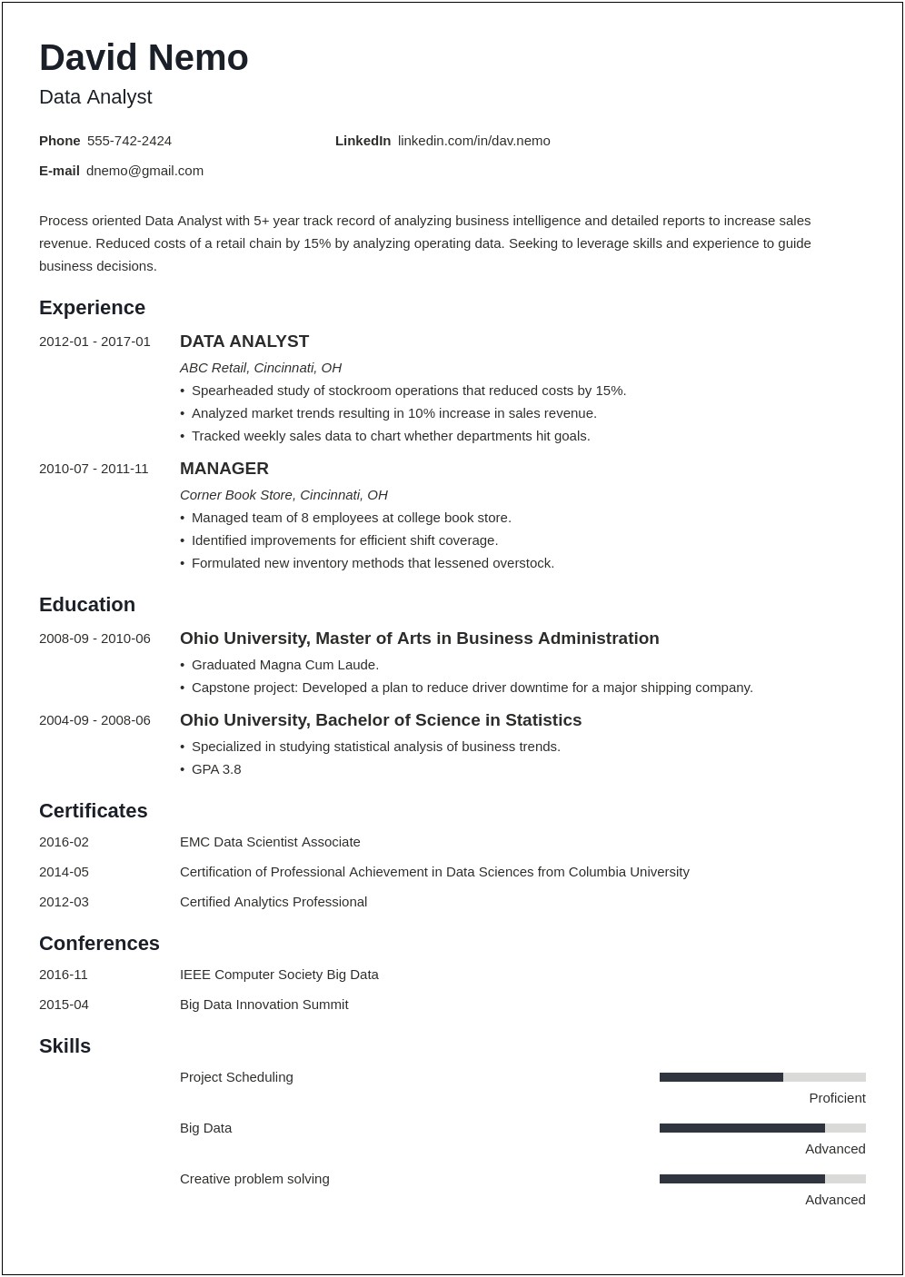 Oracle Form Analyst Sample Resume