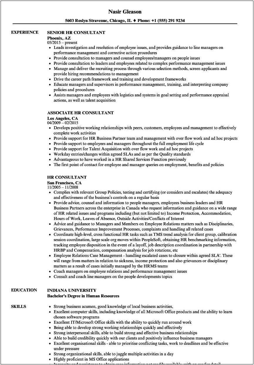 Oracle Hrms Functional Consultant Resume Sample